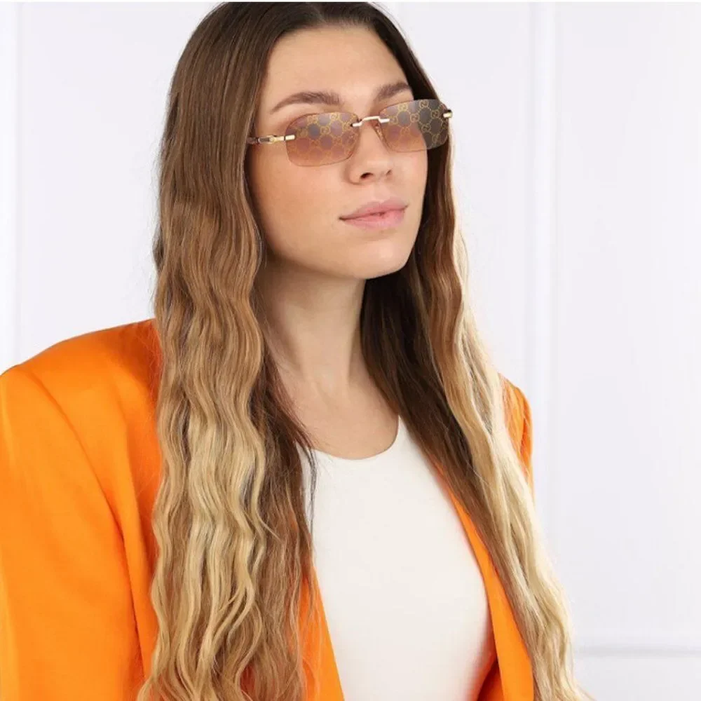NEW Gucci GG1221S 004 Gold Yellow Red Mirrored Square Unisex Sunglasses